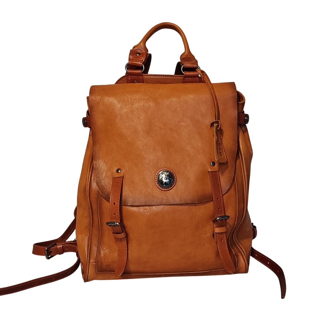 Old Trend Lawnwood Leather Backpack Large Ginger Tan Modern Vintage Rucksack